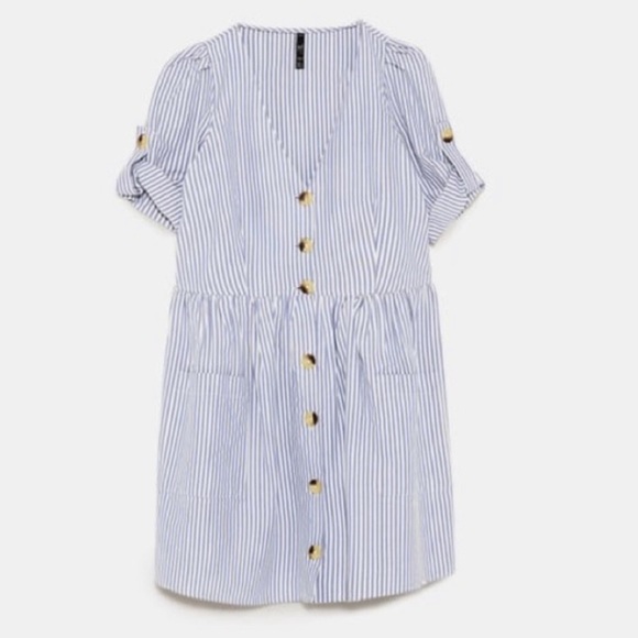 ZARA SS18 SKY BLUE STRIPED DRESS WITH POCKETS - Picture 7 of 16